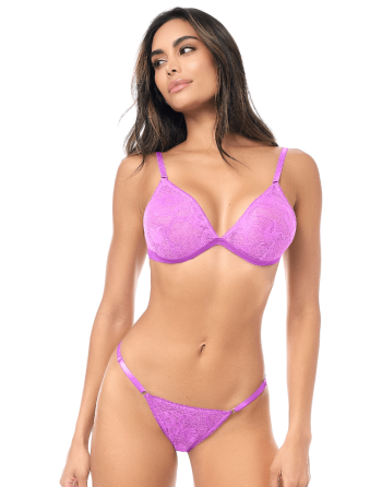 Ensemble sexy 2 pièces dentelle douce et extensible 