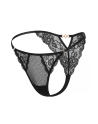 Tanga noir en dentelle avec bijou losanges dorés