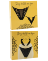 Tanga noir en dentelle avec bijou losanges dorés