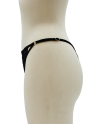 Tanga noir en dentelle avec bijou losanges dorés