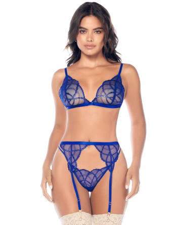 Ensemble sexy 3 pièces avec broderie brillante 