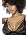 Ensemble 3 pièces en fine dentelle florale noire 