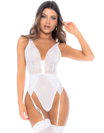 Body blanc avec jarretelles intégrées 