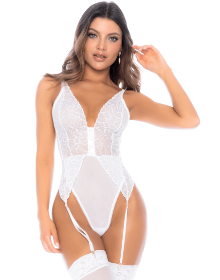 Body blanc avec jarretelles intégrées 