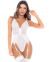 Body blanc avec jarretelles intégrées 