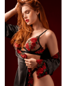 Ensemble sexy 2 pièces en résille transparente brodée et string 