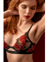 Ensemble sexy 2 pièces en résille transparente brodée et string 