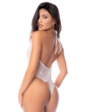 Body blanc en dentelle avec menottes amovibles et jarretière – Mapalé