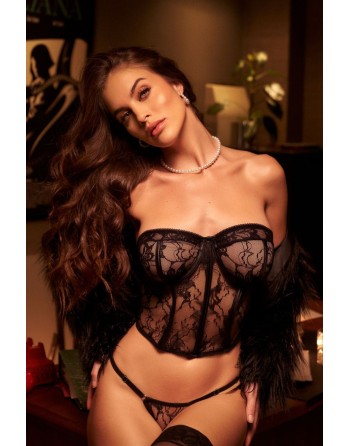 Bustier et string en dentelle noire 